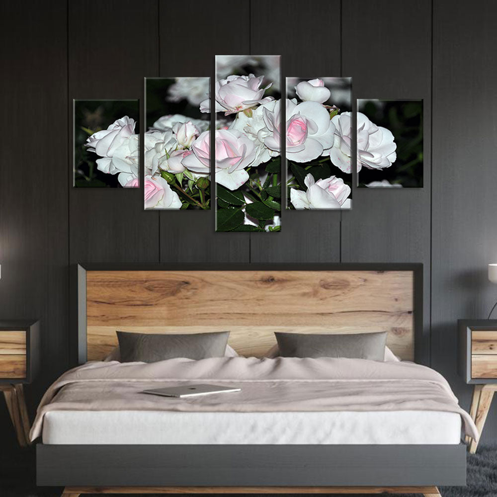 Delicate White Roses Canvas Wall Art