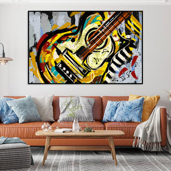 Abstract Acoustic Guitar Canvas Wall Art