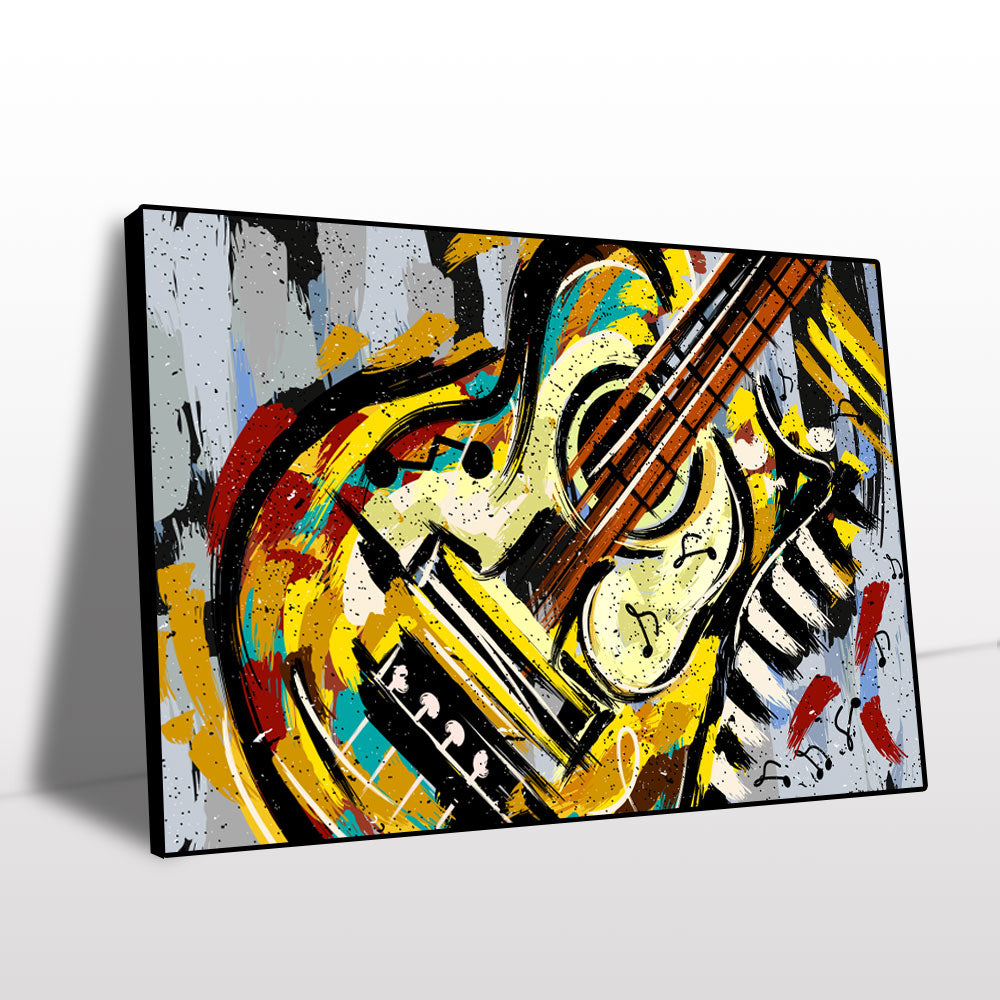 Abstract Acoustic Guitar Canvas Wall Art