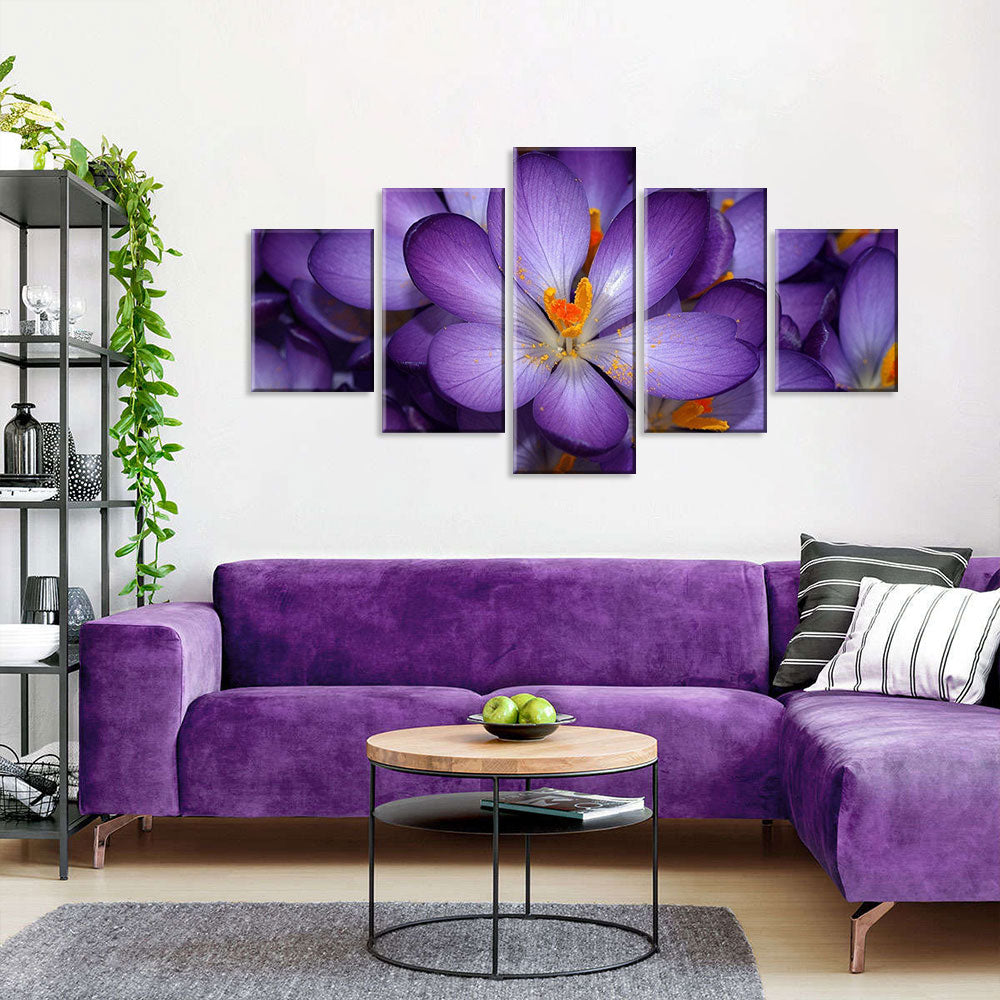 Lovely Purple Crocus Flowers Canvas Wall Art