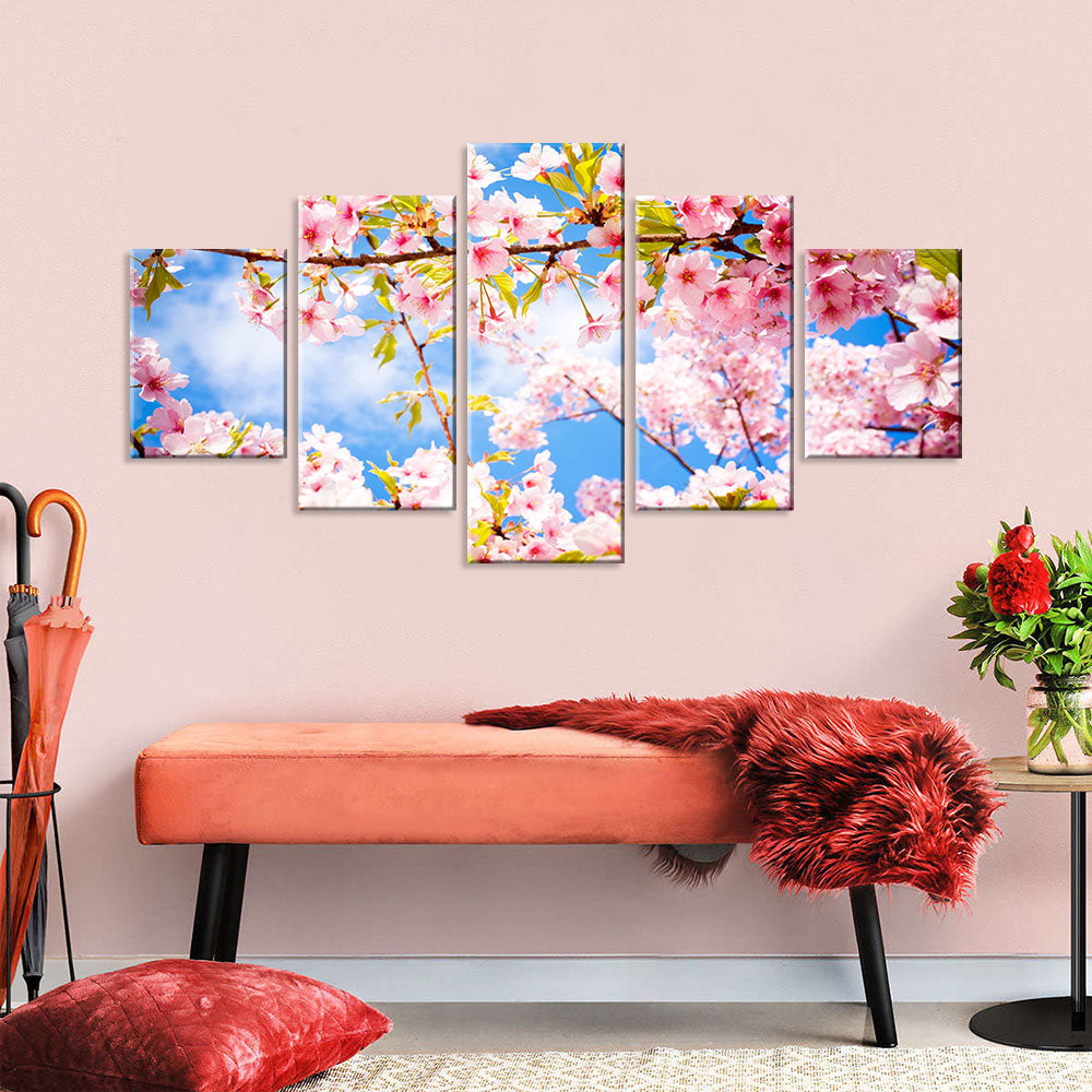 Sunshine Pink Cherry Blossom Canvas Wall Art