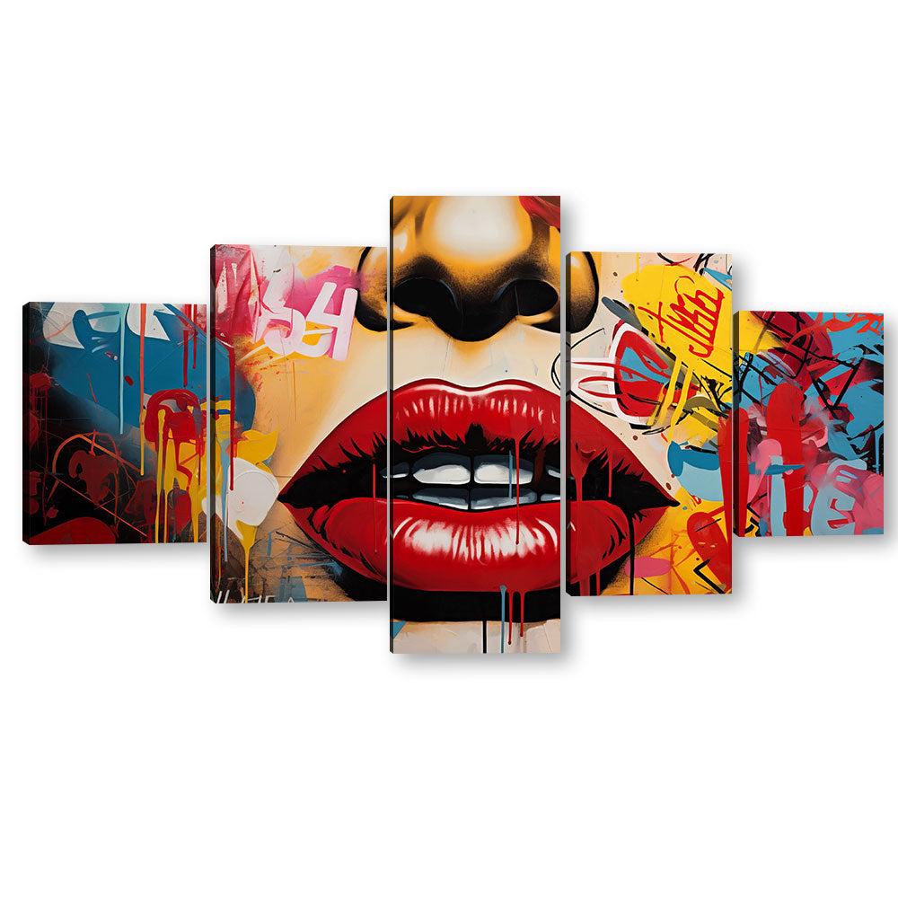 Sexy Woman Lips Graffiti Canvas Wall Art