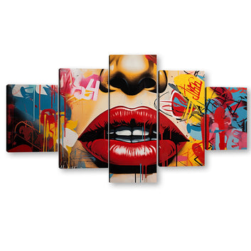 Sexy Woman Lips Graffiti Canvas Wall Art