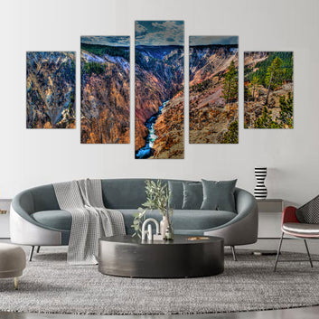 Grand Canyon Vista: 5-Piece Canyon Landscape Canvas Wall Art Set