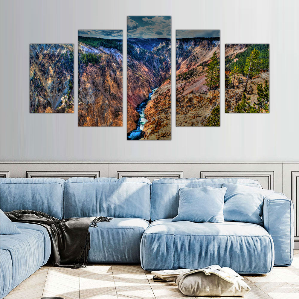 Grand Canyon Vista: 5-Piece Canyon Landscape Canvas Wall Art Set