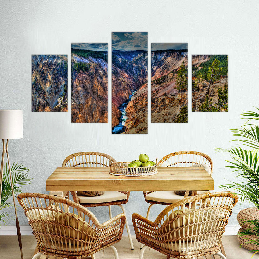 Grand Canyon Vista: 5-Piece Canyon Landscape Canvas Wall Art Set