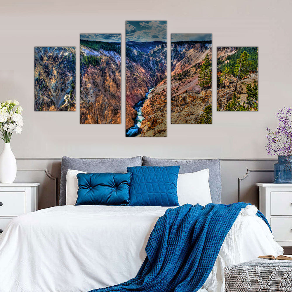 Grand Canyon Vista: 5-Piece Canyon Landscape Canvas Wall Art Set