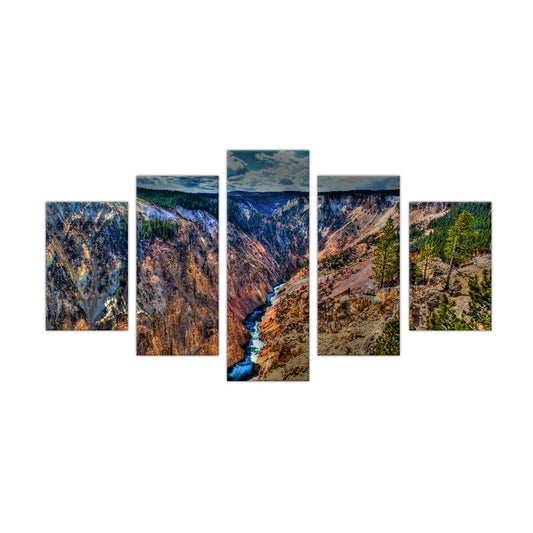 Grand Canyon Vista: 5-Piece Canyon Landscape Canvas Wall Art Set