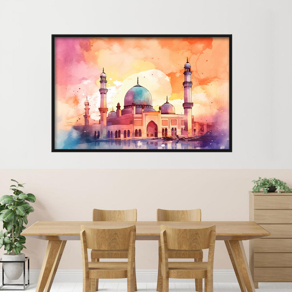 Watercolor Grand Mosque Canvas Wall Art