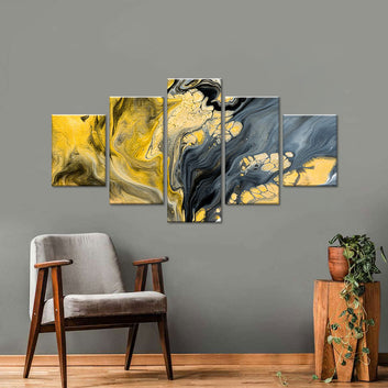 Abstract Gold and Black Texture Canvas Wall Art