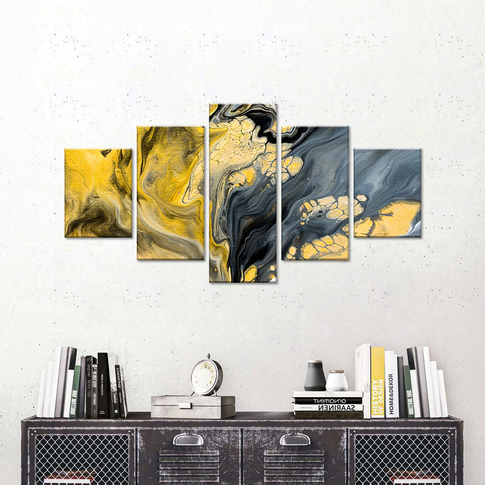 Abstract Gold and Black Texture Canvas Wall Art