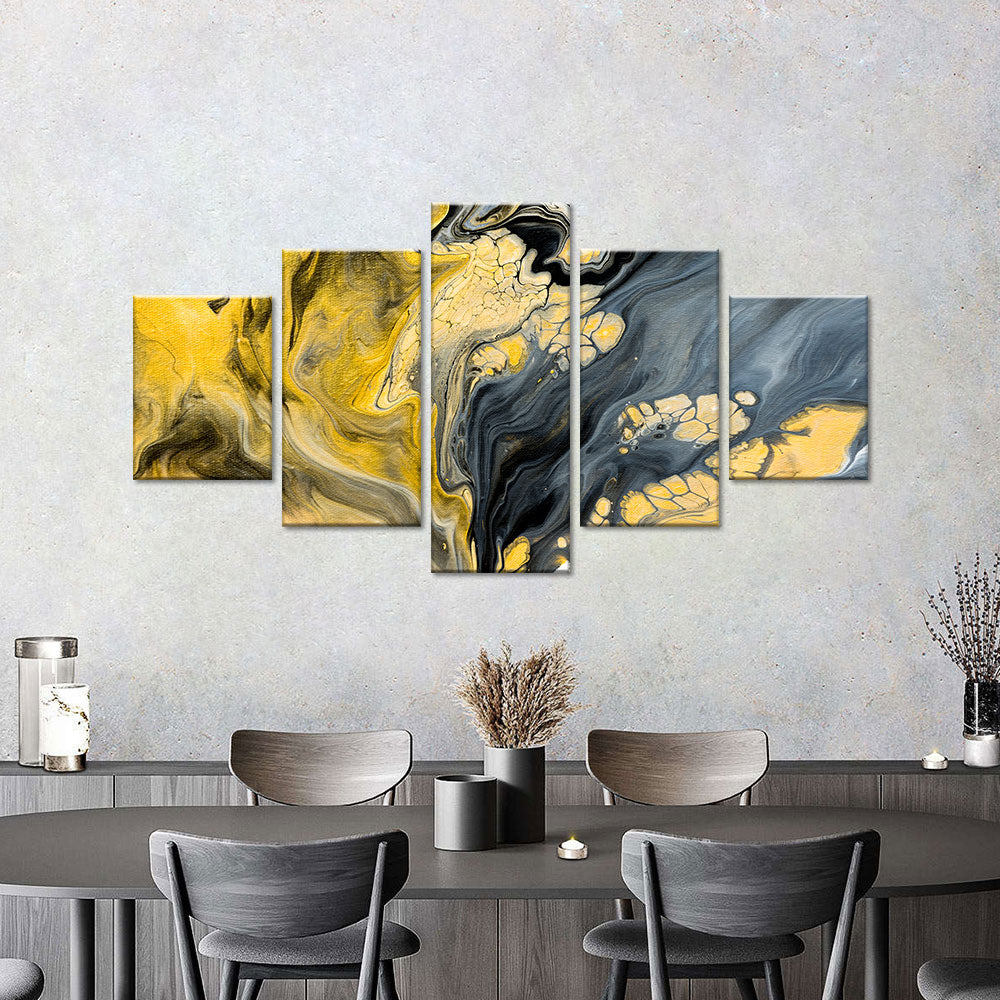 Abstract Gold and Black Texture Canvas Wall Art