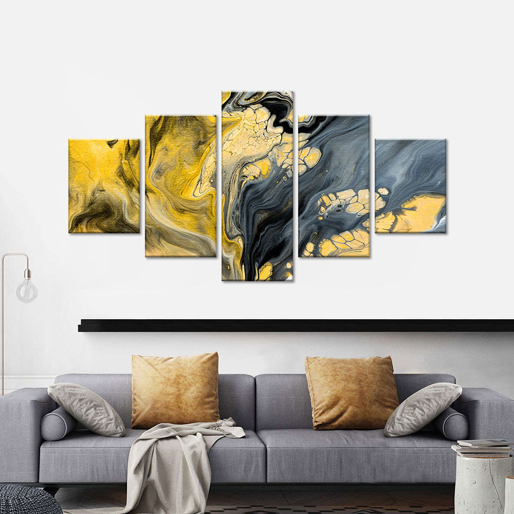 Abstract Gold and Black Texture Canvas Wall Art