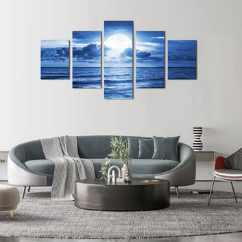 Moonlit Ocean 5-Piece Canvas Wall Art