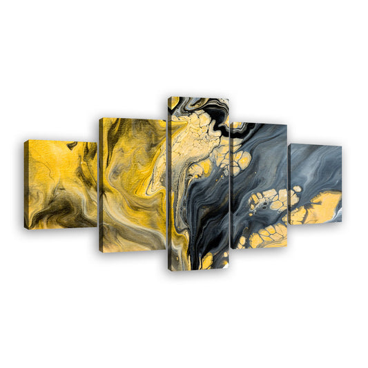 Abstract Gold and Black Texture Canvas Wall Art