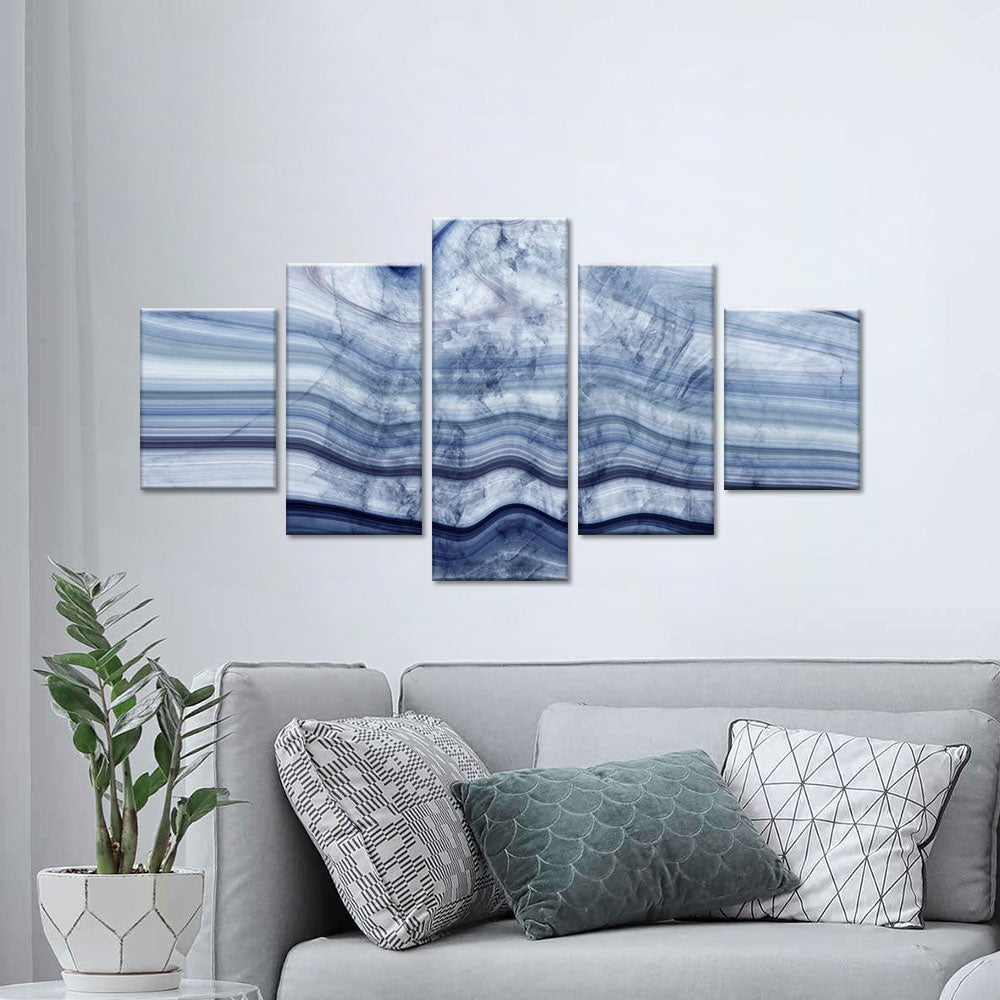 Abstract Marble Blue and White Canvas Wall Art