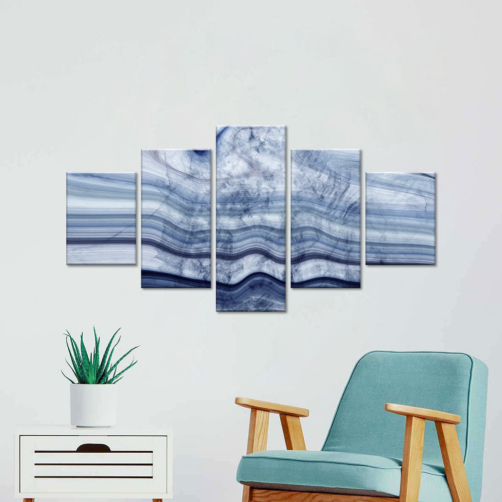 Abstract Marble Blue and White Canvas Wall Art