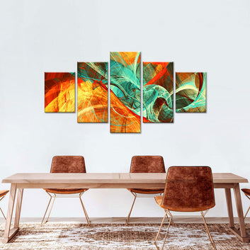 Abstract Orange and Green Elements Canvas Wall Art