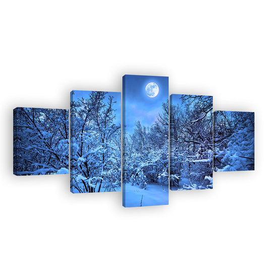 Winter Forest Moonlight Canvas Wall Art