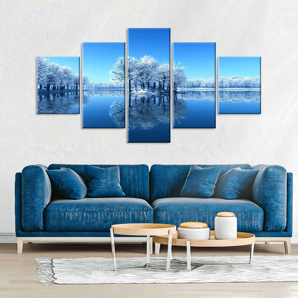 Winter Frozen Lake Canvas Wall Art