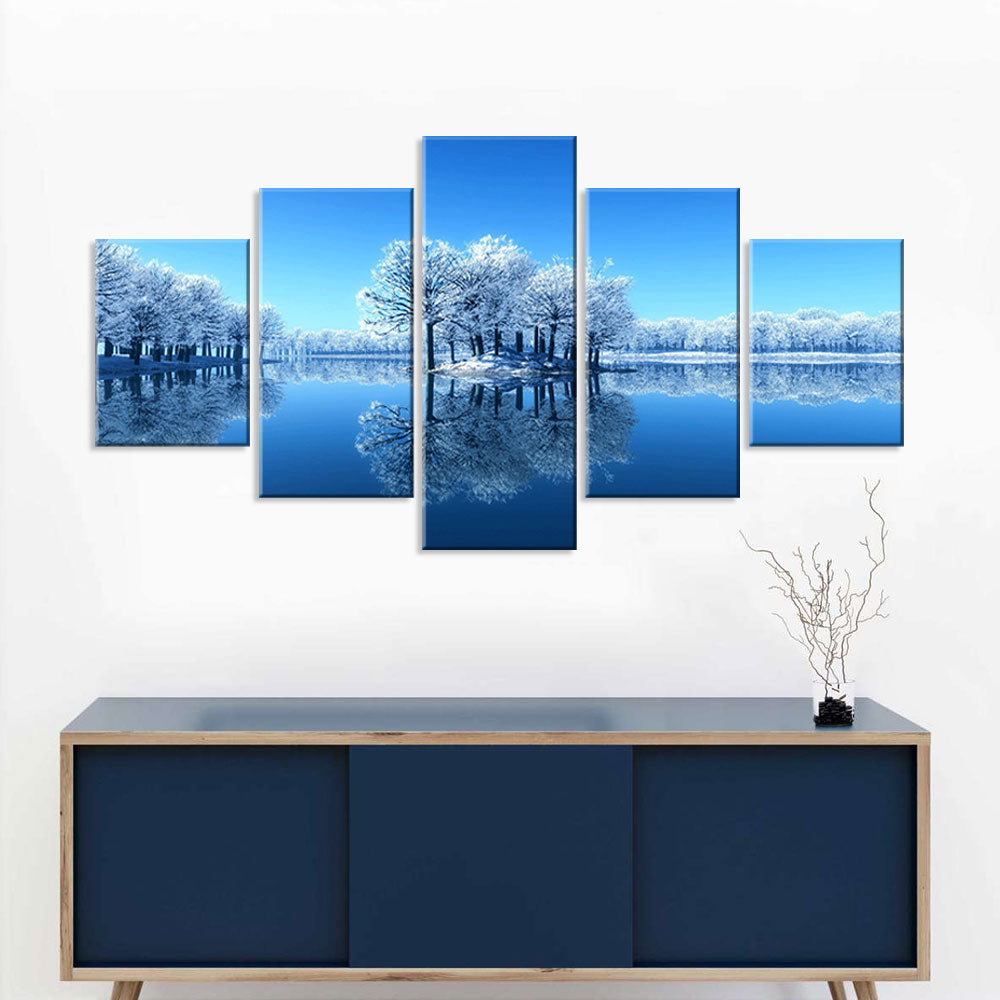 Winter Frozen Lake Canvas Wall Art