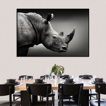 Regal Rhino Black and White Canvas Wall Art