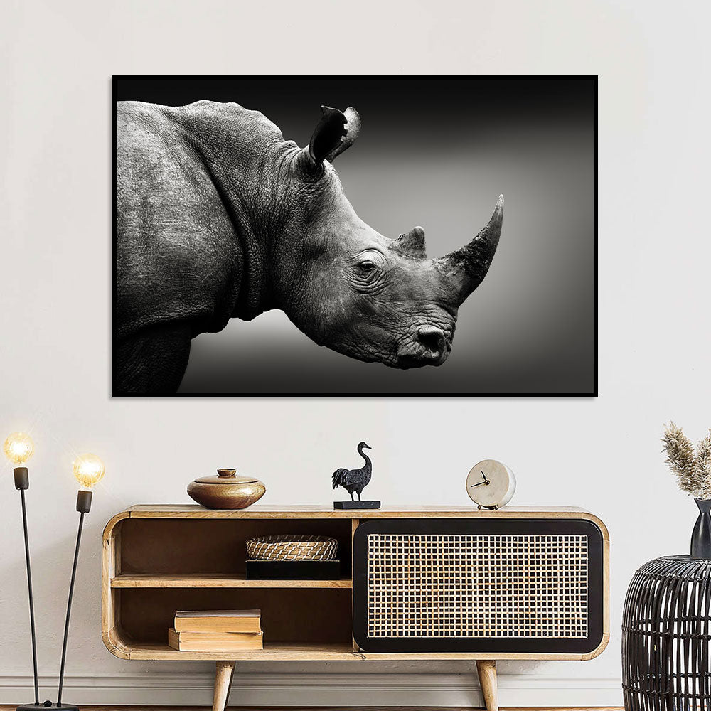 Regal Rhino Black and White Canvas Wall Art