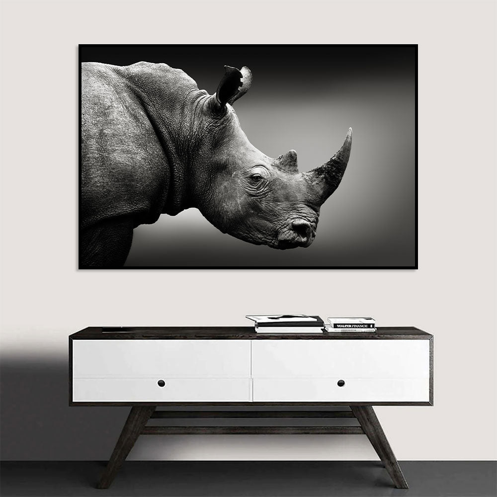 Regal Rhino Black and White Canvas Wall Art