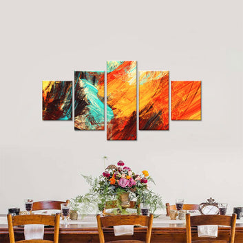 Red and Orange Fractal Canvas Wall Art