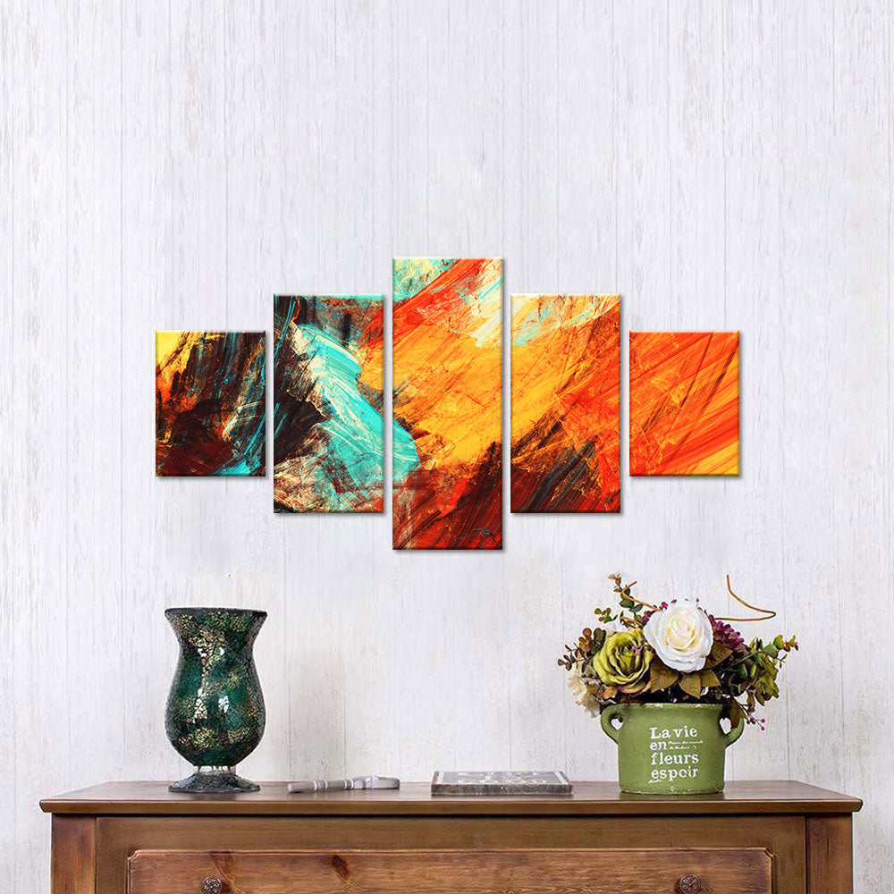 Red and Orange Fractal Canvas Wall Art