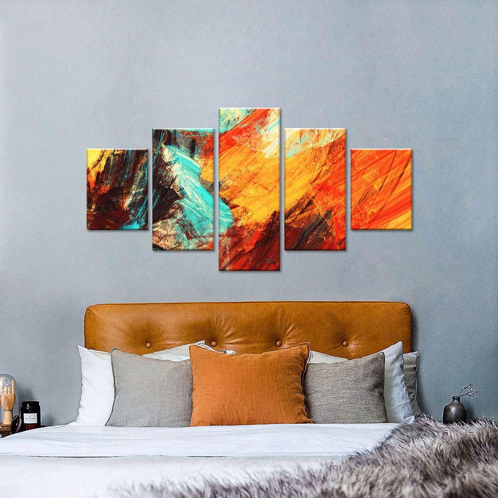 Red and Orange Fractal Canvas Wall Art