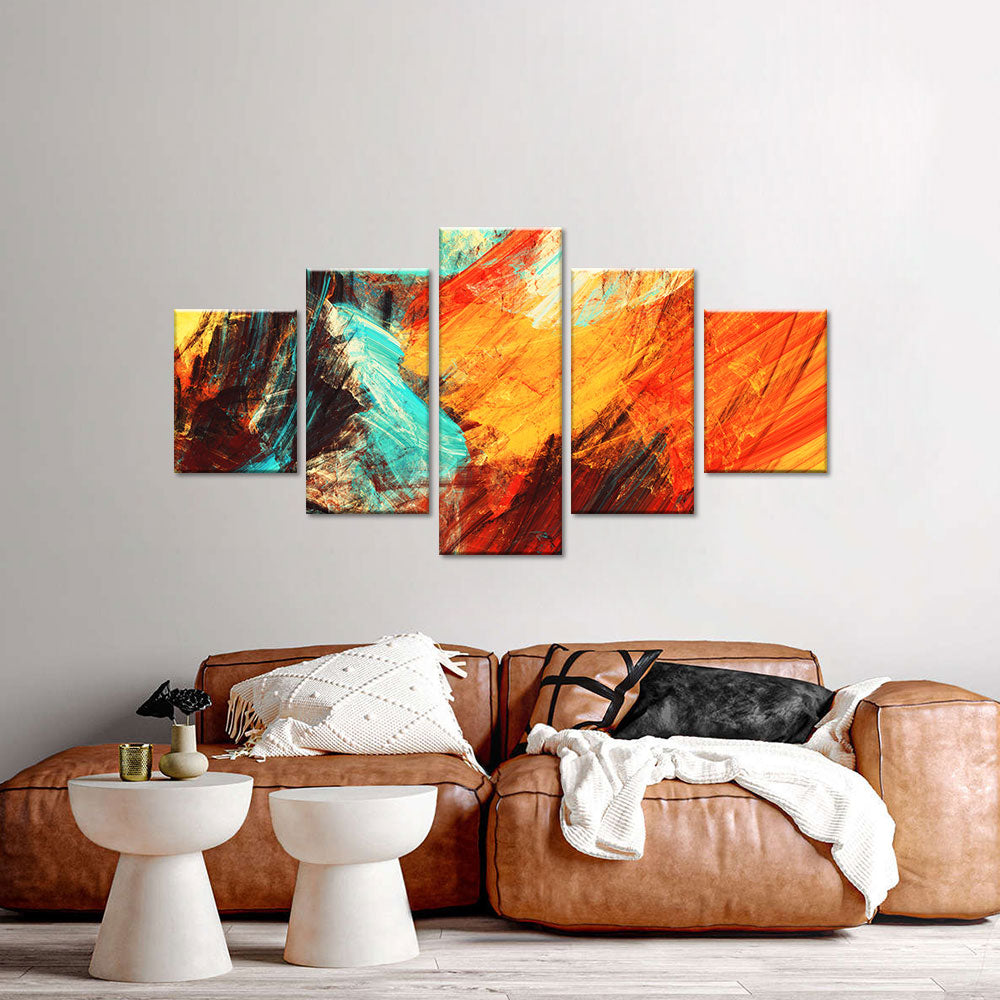 Red and Orange Fractal Canvas Wall Art