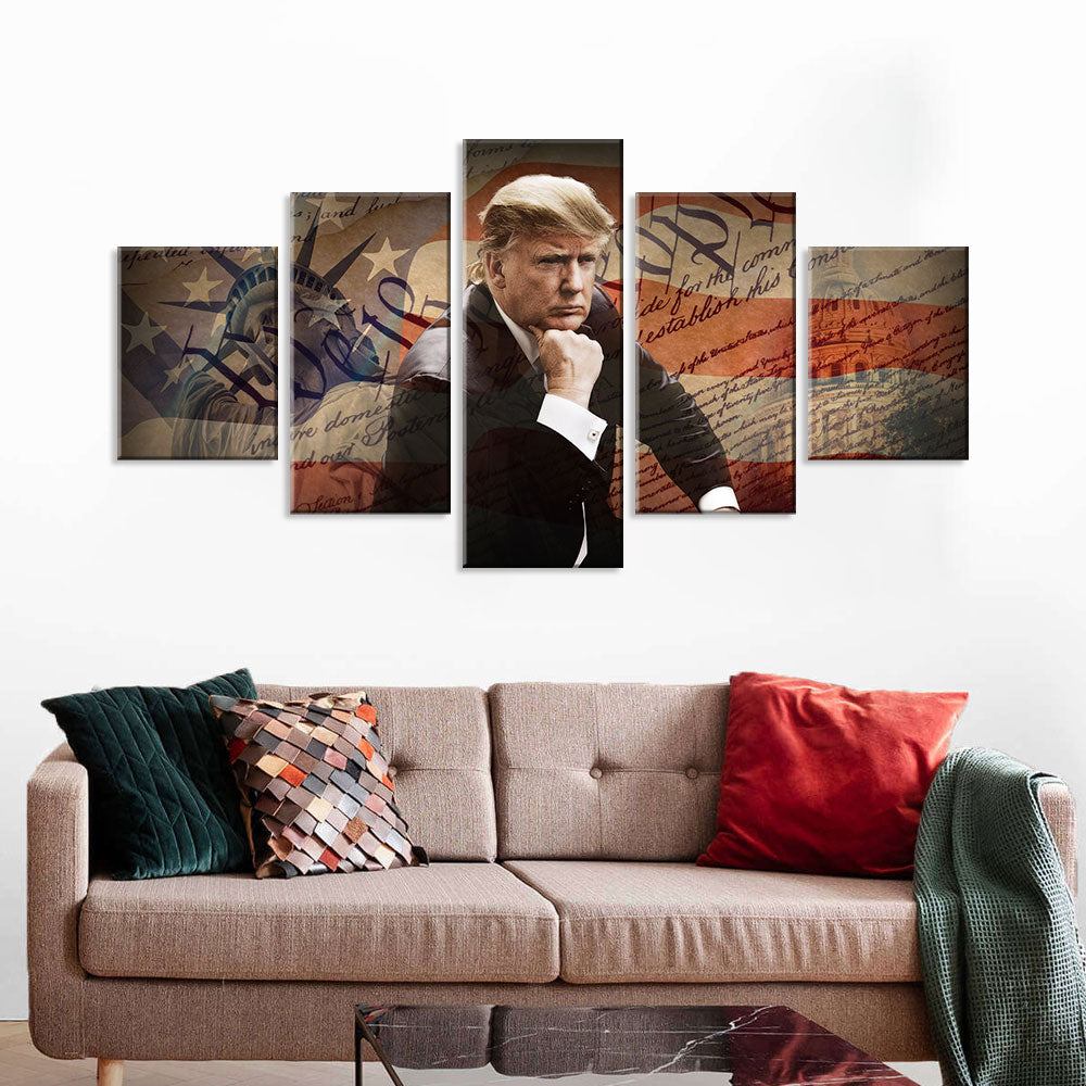 Patriotic Donald Trump 5-Piece Canvas Wall Art 