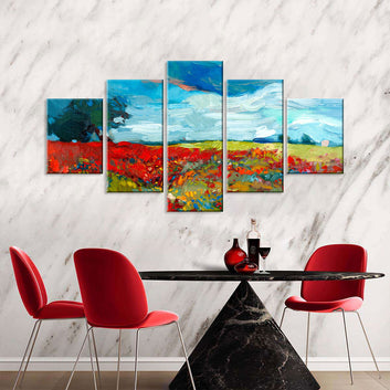 Abstract Colorful Flower Fields Canvas Wall Art