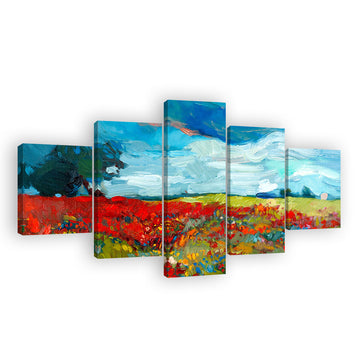 Abstract Colorful Flower Fields Canvas Wall Art 