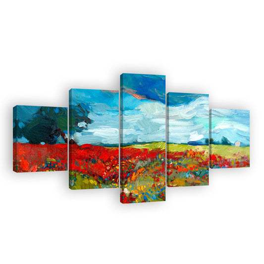 Abstract Colorful Flower Fields Canvas Wall Art