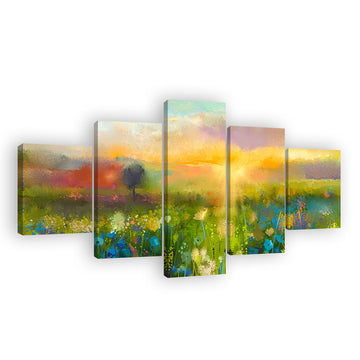  Sunset Meadow Landscape Canvas Wall Art