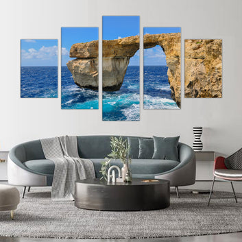 5-Piece Azure Window Coastal Canvas Wall Art