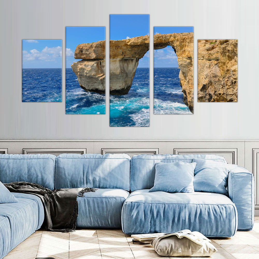 5-Piece Azure Window Coastal Canvas Wall Art