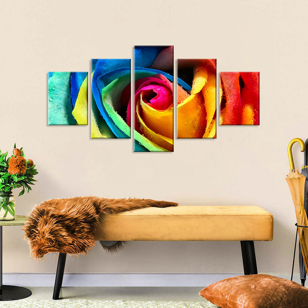 Colorful Faux Rose Canvas Wall Art