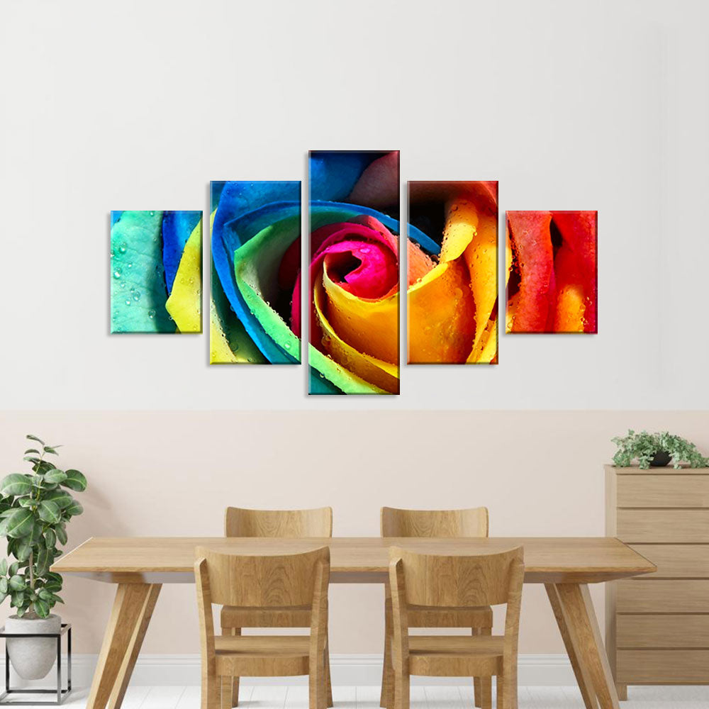 Colorful Faux Rose Canvas Wall Art