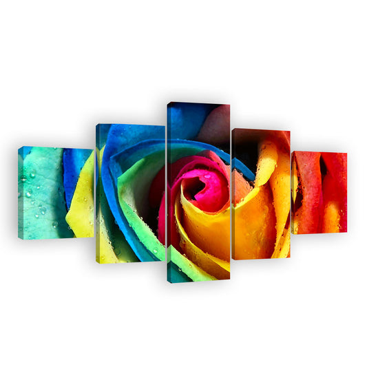 Colorful Rose Petal Canvas Wall Art