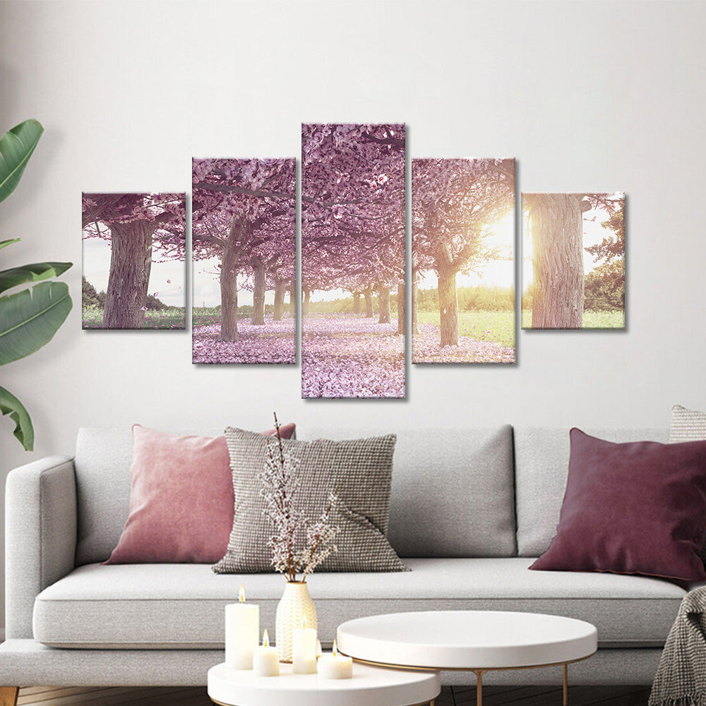 Pink Cherry Blossoms Trees canvas wall art