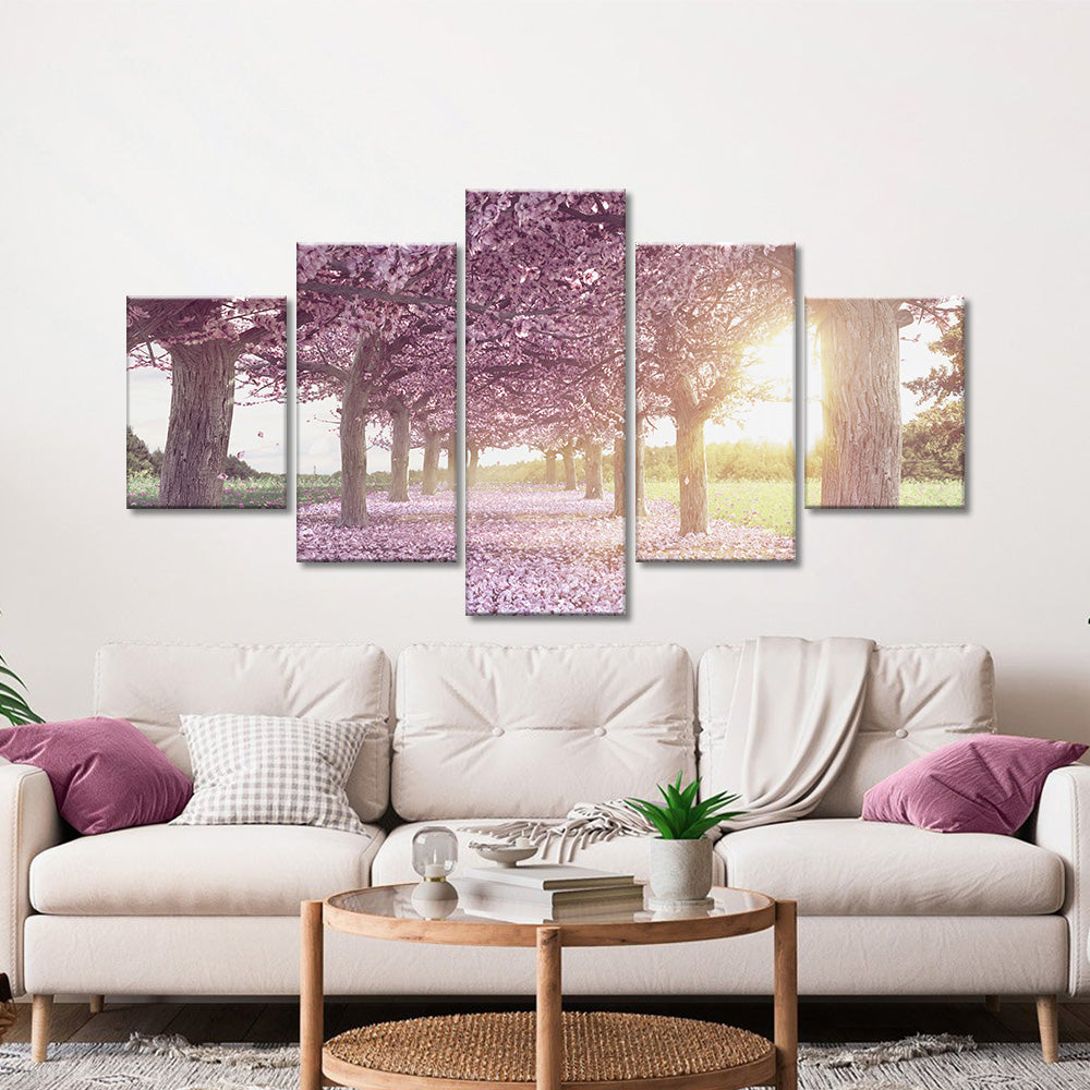 Pink Cherry Blossoms Trees canvas wall art