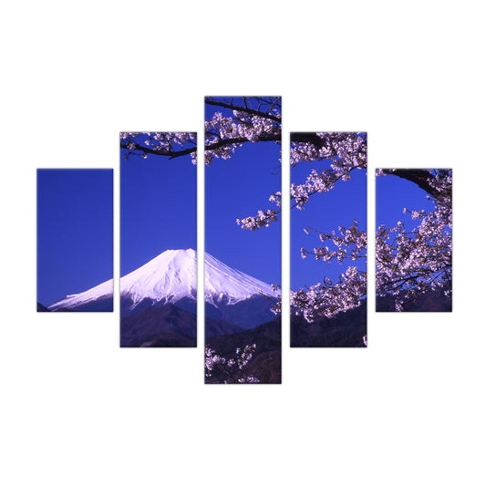 Mount Fuji Blossom: 5-Piece Japanese Landscape Canvas Wall Art Set