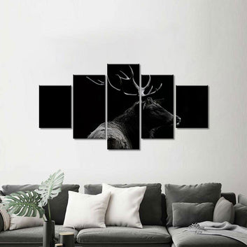 Black & White Deer Soul Canvas Wall Art