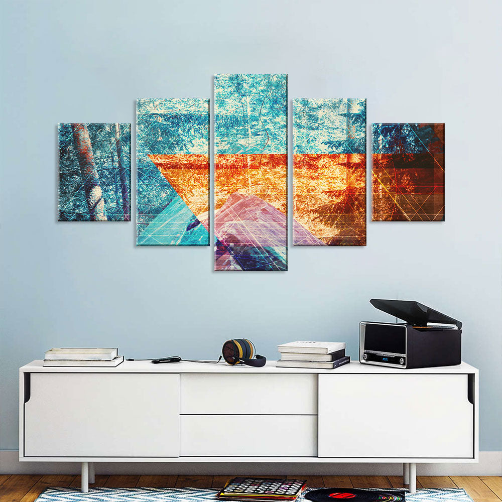 Orange and Blue Psychedelic Forest Canvas Wall Art