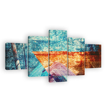 Orange and Blue Psychedelic Forest Canvas Wall Art