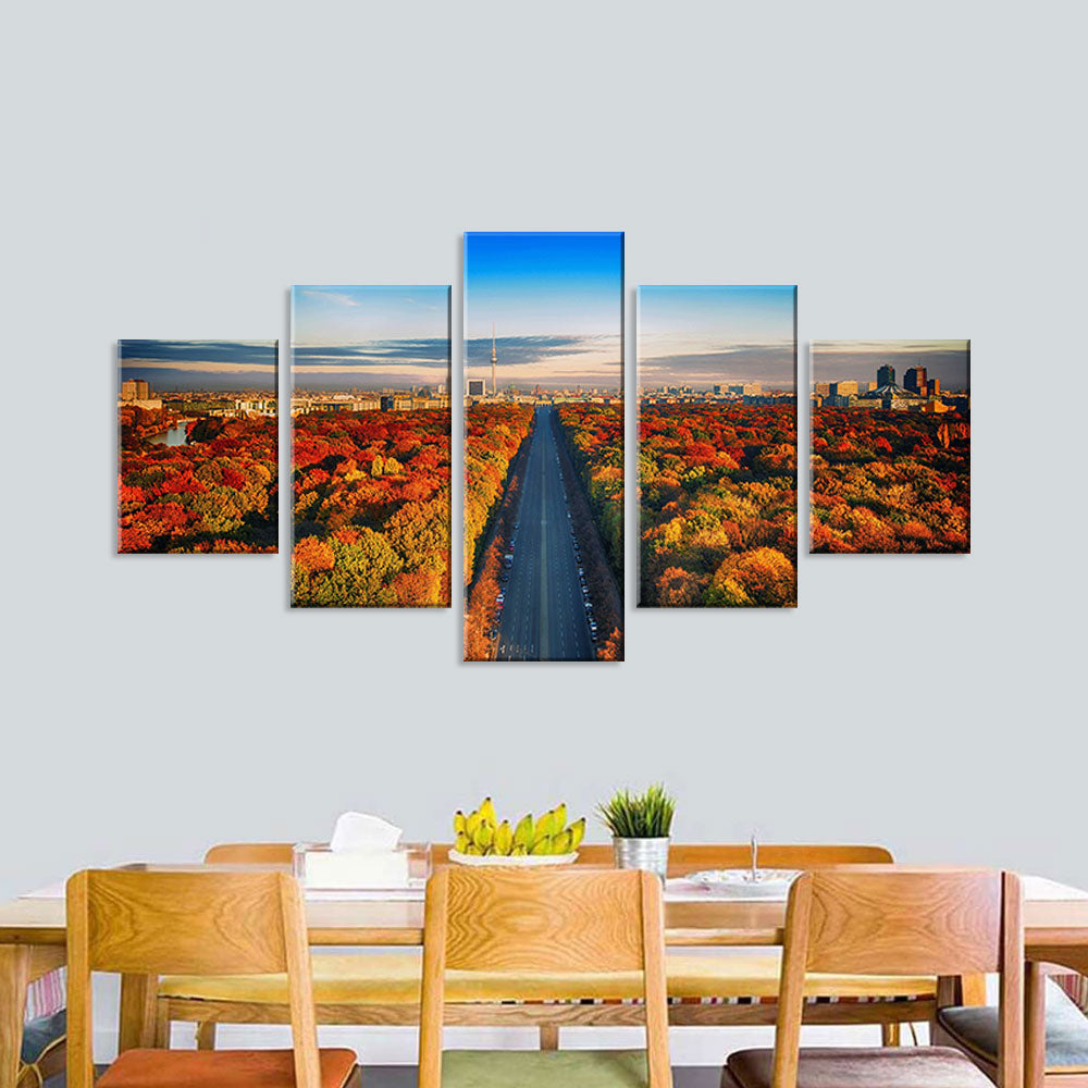 Autumn Road in Berlin Canvas Wall Art