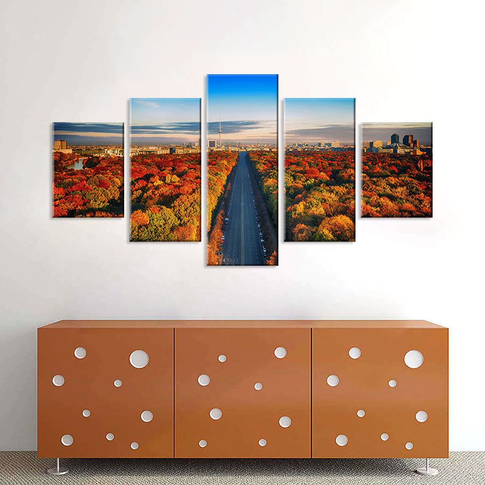 Autumn Road in Berlin Canvas Wall Art